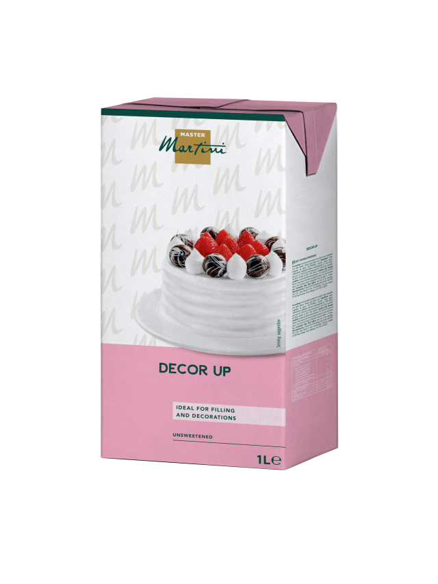 Master Martini Decor Up ขนาด 1 ลิตร ครีมไม่หวานสำหรับสอดไส้และตกแต่งเค้ก