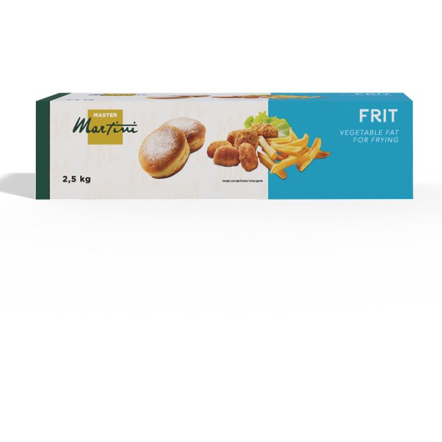 กล่องน้ำมันทอดพืช Master Martini Frit ขนาด 2.5 กก. มีโดนัท นักเก็ตทอด และเฟรนช์ฟราย
